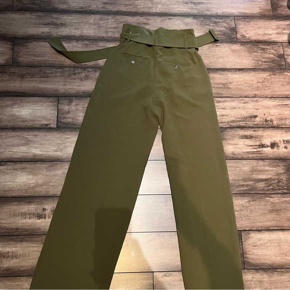 ARITZIA Wilfred Olive Green High-Waisted Wide Leg Belted Pants - Picture 10 of 14